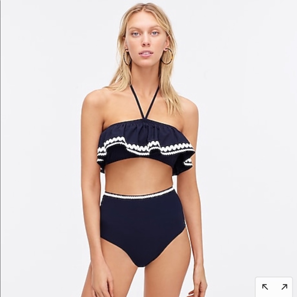 J.Crew Navy Rickrack Bikini Set XS